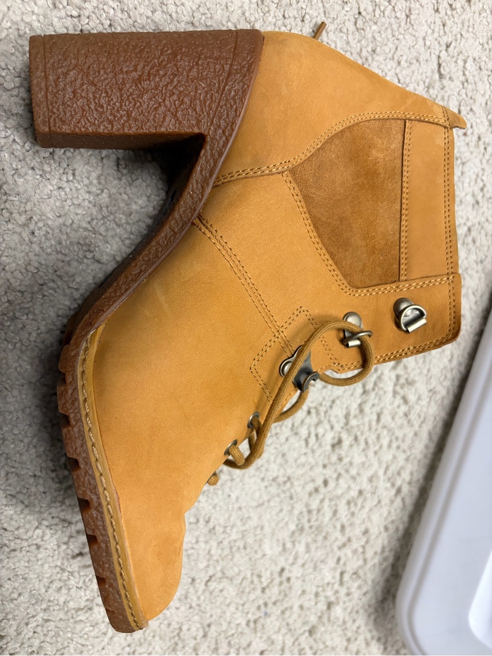 Timberland Tan Lace-Up Block Heel Ankle Boots - Picture 7 of 7